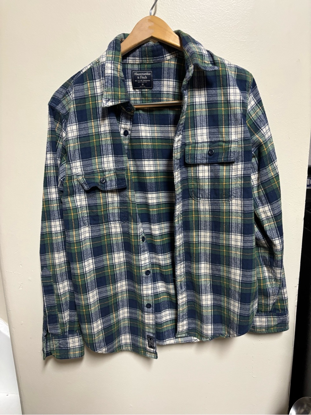 Abercrombie & Fitch Blue, Green & White Plaid Shirt Jacket